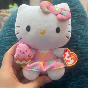 NWT Ty Sanrio Hello Kitty spring 6” plush toy with flower bow +dress must have💜